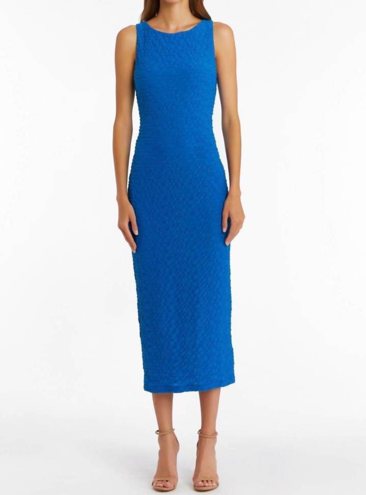 Amanda Uprichard Elle Cobalt Blue Textured Maxi Dress Xs Sleeveless Bodycon Nwot